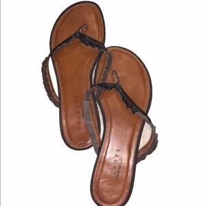 Talbots Black Ruffle Flip Flop Sandal